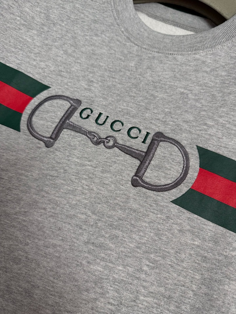 Gucci Grey Print Embroidered Logo Collar - Image 8