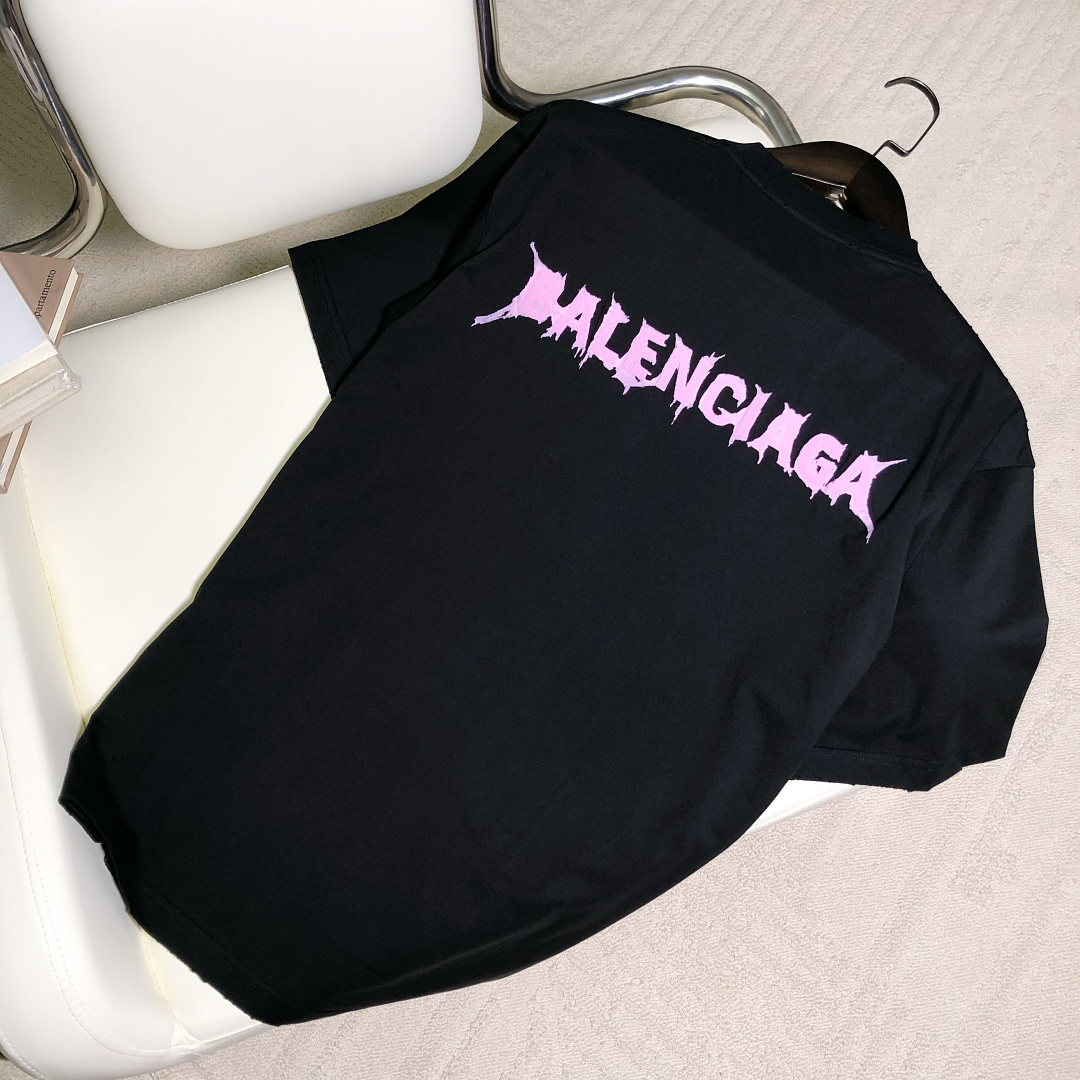 Balenciaga Pink Embroidered Print T - Image 7