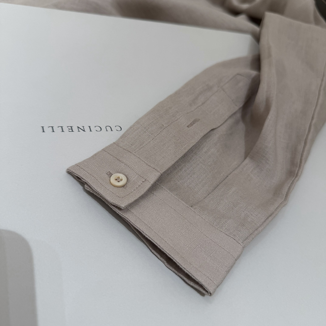 Unbranded Stand Collar Linen (Beige) - Image 10