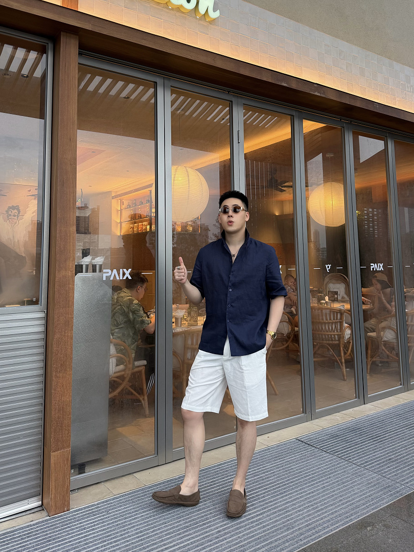 Unbranded Dark Blue Short Sleeve Linen - Image 18