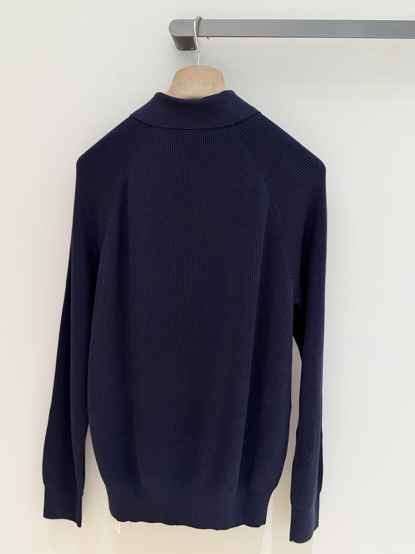 Ralph Lauren Deep Blue Striped Long Sleeved Polo Shirt - Image 4
