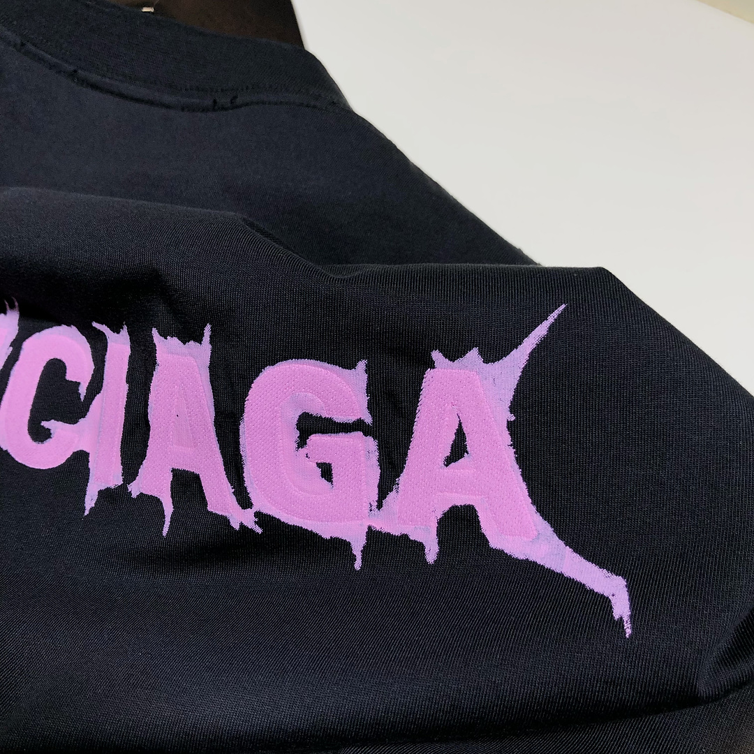 Balenciaga Pink Embroidered Print T - Image 10