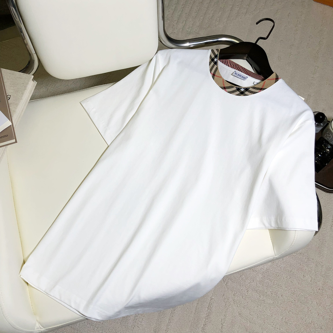 Burberry BR Plaid Collar T (White) - Image 7