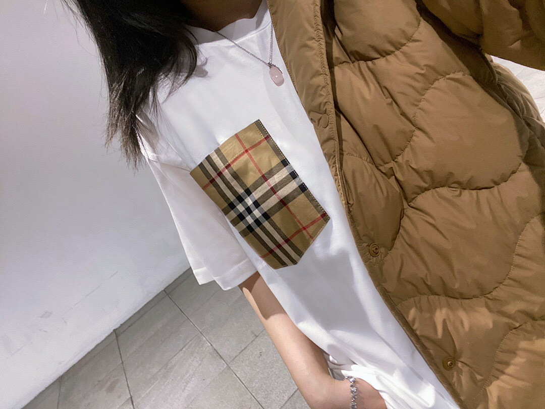 Burberry BR Khaki Plaid Short Sleeve (White) - Image 19