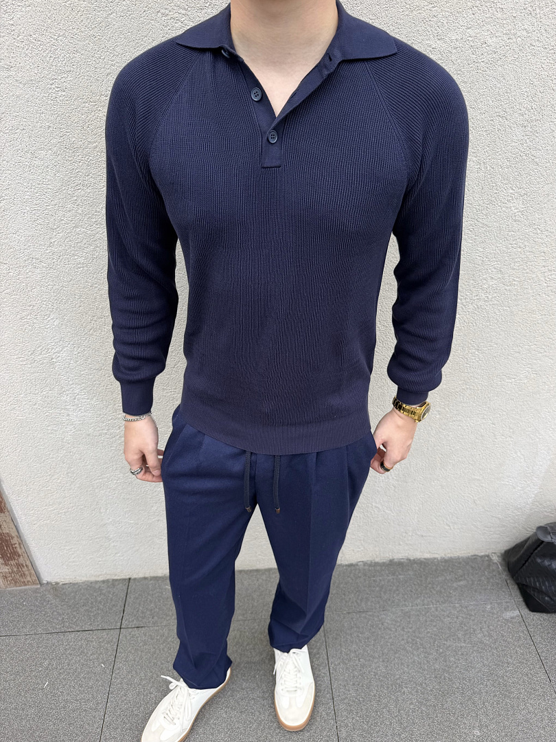 Ralph Lauren Deep Blue Striped Long Sleeved Polo Shirt - Image 20