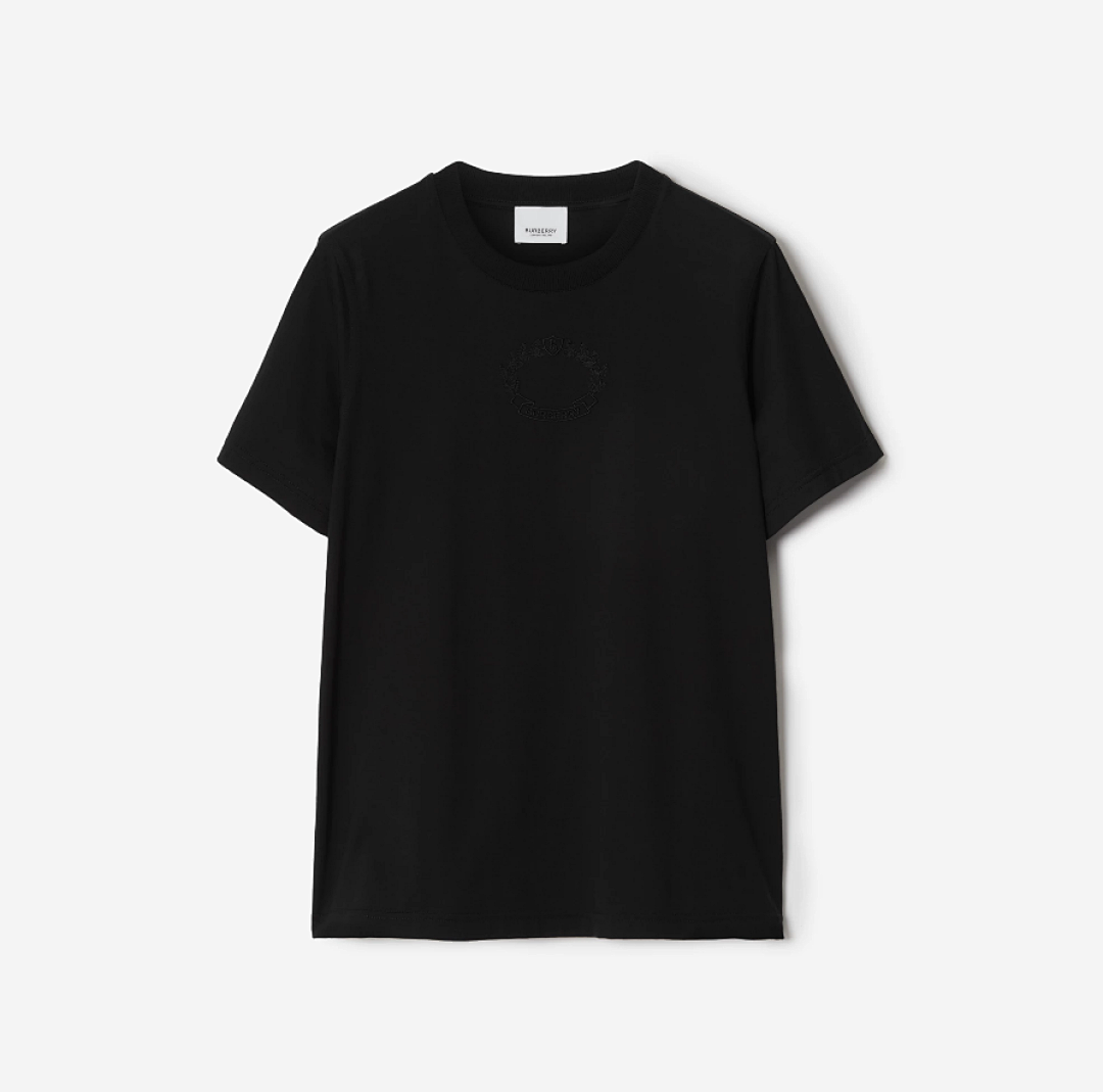 Burberry Leaf Embroidered Short Sleeve (Black) - Image 2