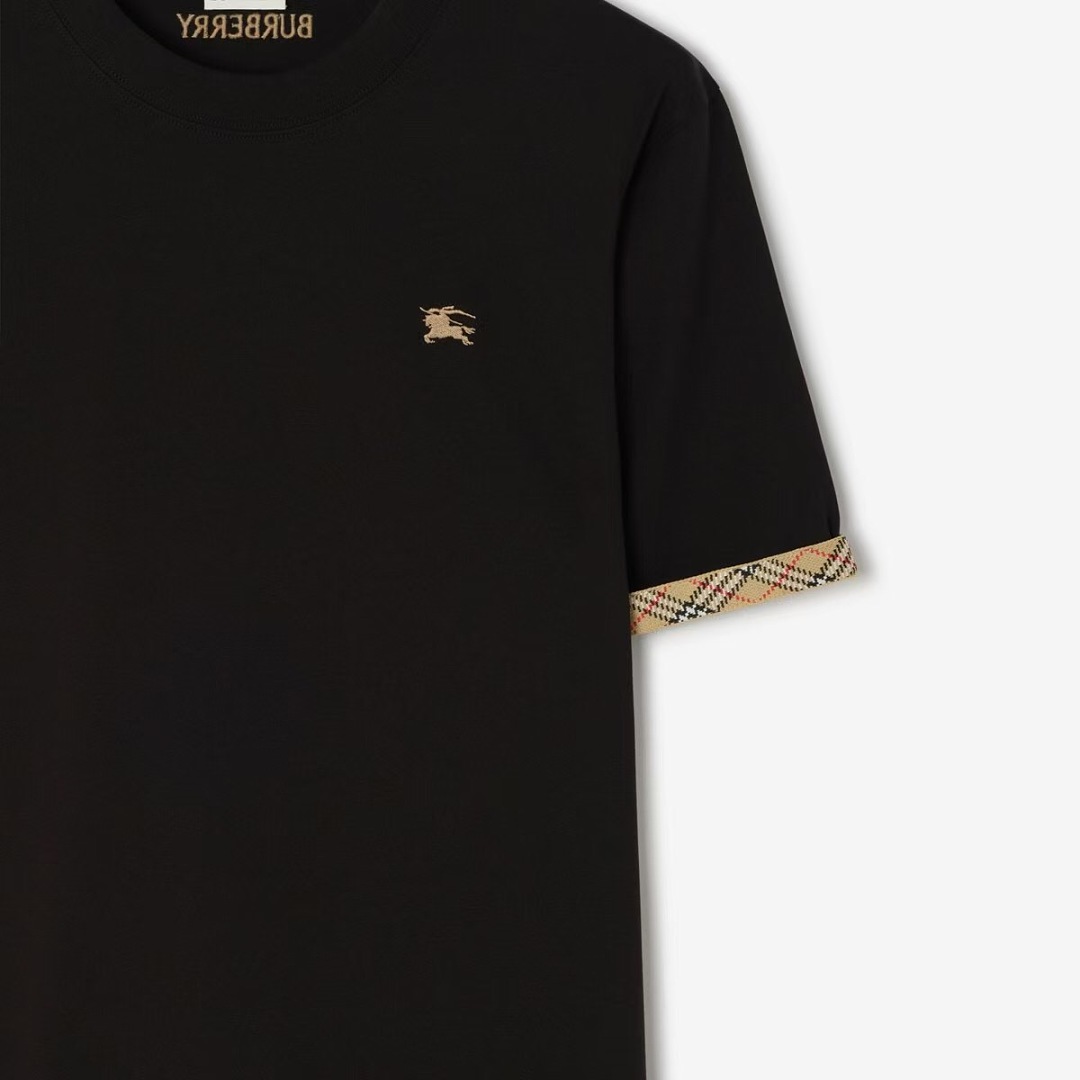 Burberry Plaid Embroidered T (Black) - Image 3