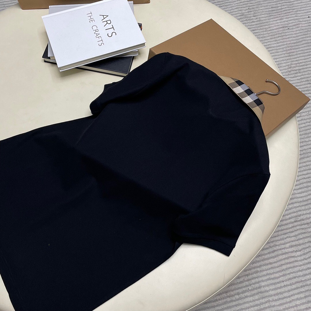 Burberry Plaid Collar POLO (Black) - Image 8