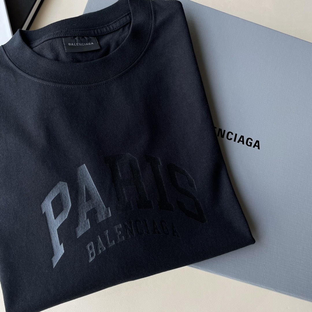 Balenciaga PARIS Print Short Sleeve (Triple Black) - Image 6