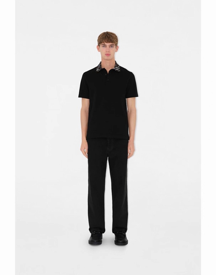 Burberry BR Thick Plaid Collar POLO (Black) - Image 2