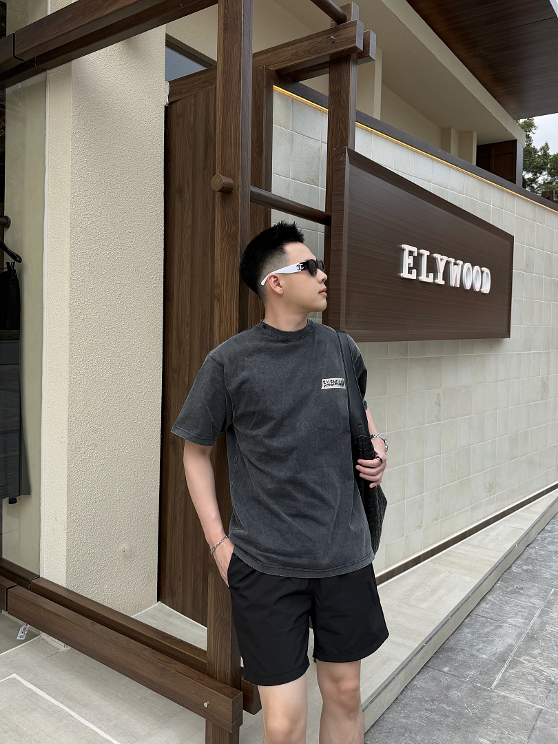 Balenciaga New Gum Strap Print Short Sleeve (Washed Black) - Image 23