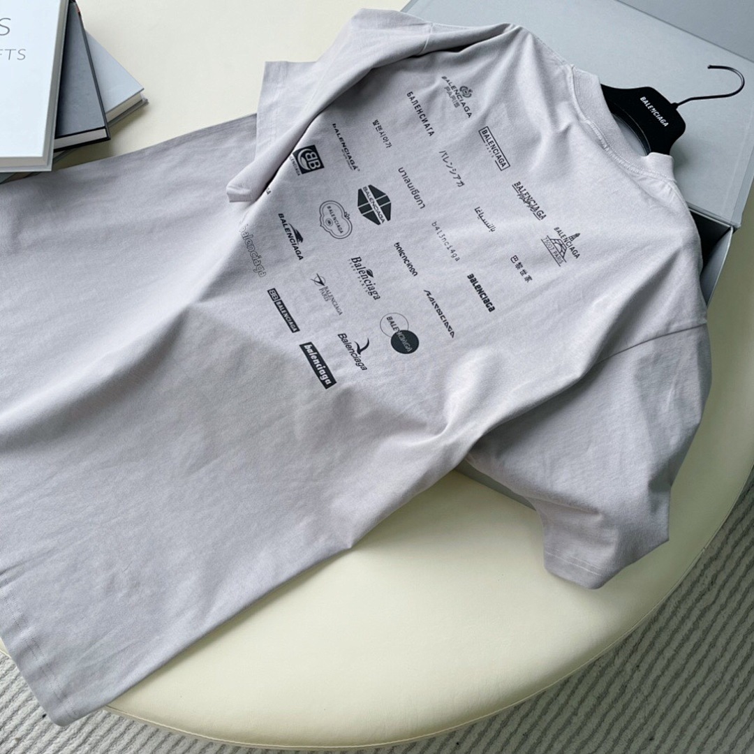 Balenciaga Limited Exclusive Logo Short Sleeve (Grey) - Image 5
