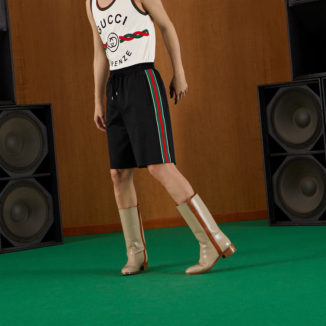 Gucci GU Red Green Strap Striped Short - Image 14