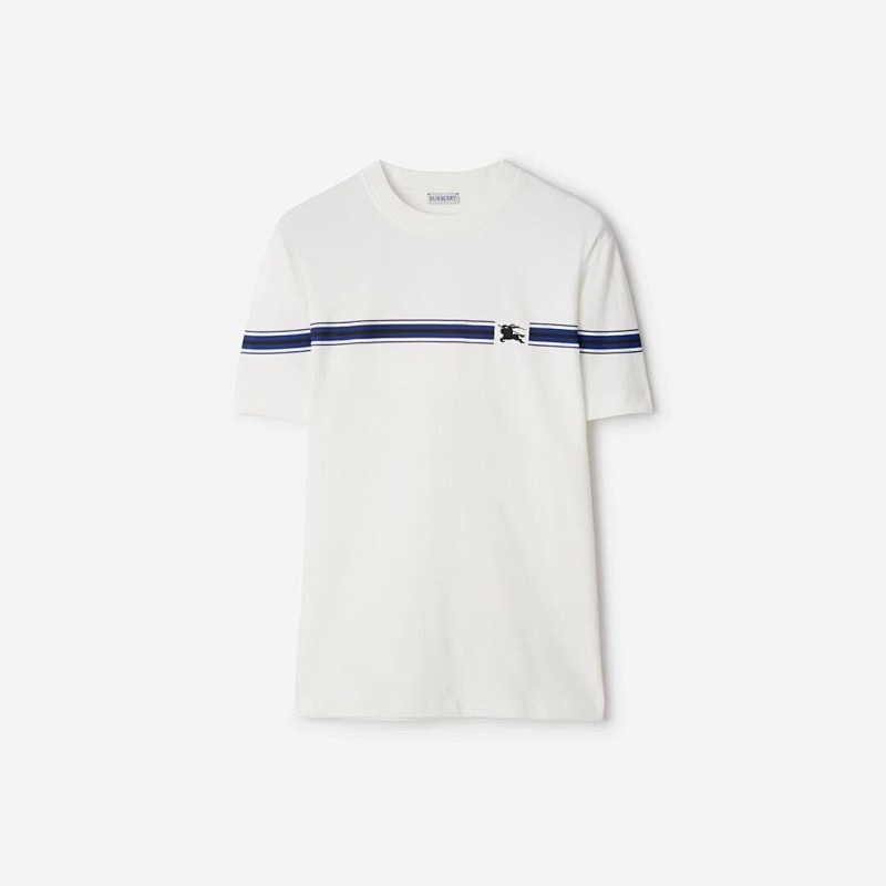 Burberry BR Striped Embroidered Short Sleeve (White)