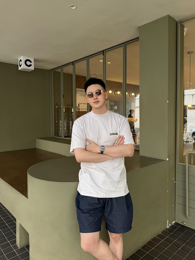 Balenciaga New Gum Strap Print Short Sleeve (Grey White) - Image 26