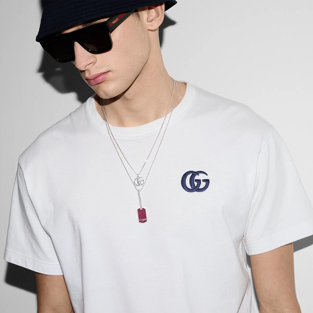 Gucci Double G Embroidered T (White) - Image 10