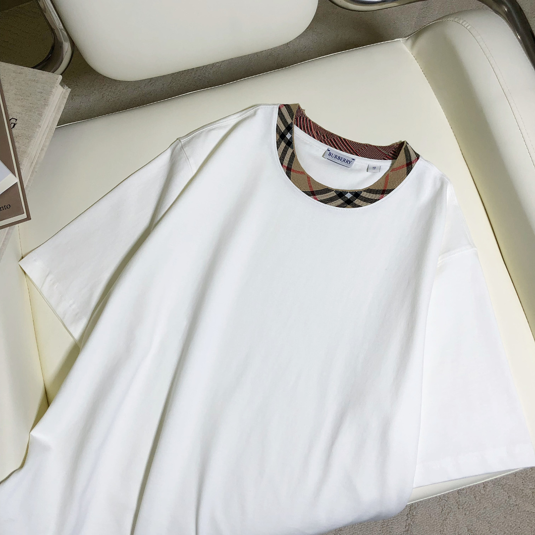 Burberry BR Plaid Collar T (White) - Image 6
