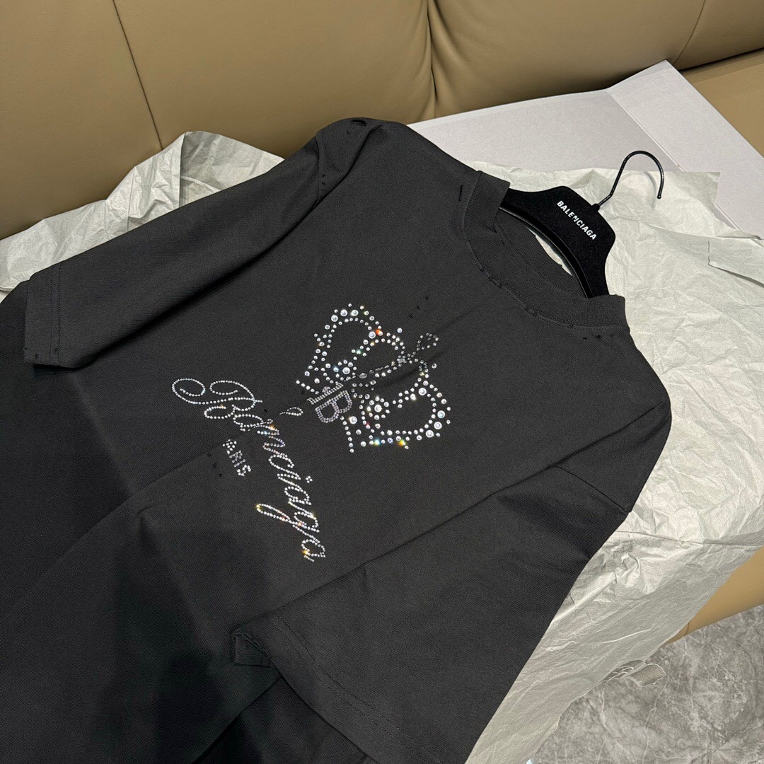 Balenciaga Diamond Short Sleeve (Black) - Image 6