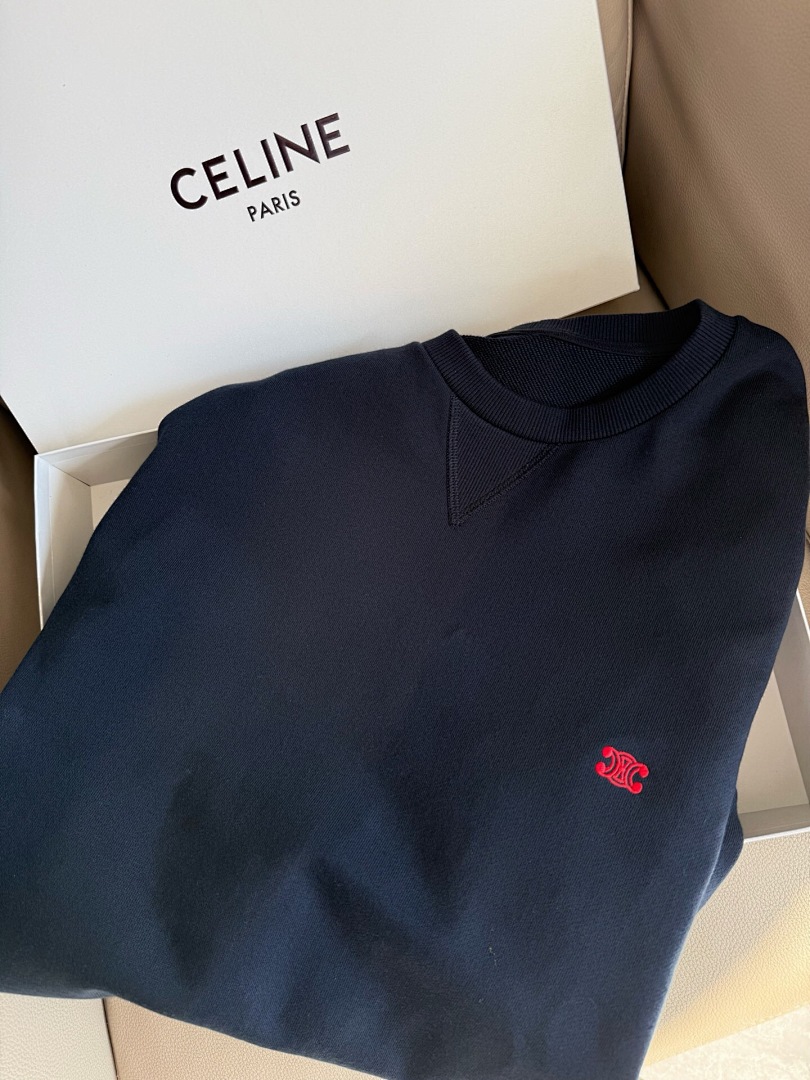 Celine Dark Blue Embroidered Label Collar - Image 14