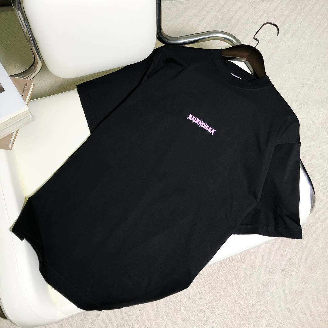 Balenciaga Pink Embroidered Print T - Image 6