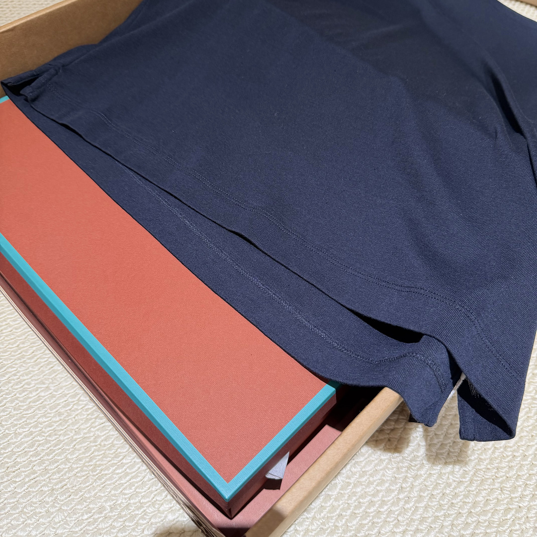 Unbranded Silk Cotton Short Sleeve (Dark Blue) - Image 8