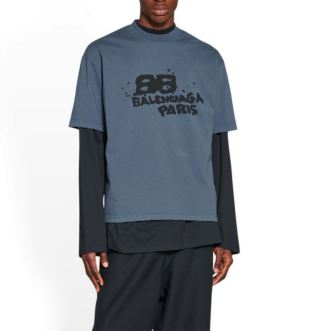 Balenciaga BB Print Short Sleeve (Blue) - Image 11