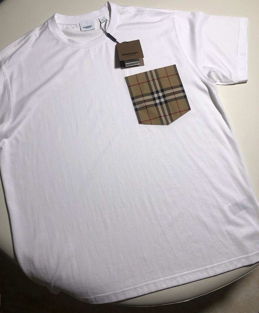 Burberry BR Khaki Plaid Short Sleeve (White) - Image 4