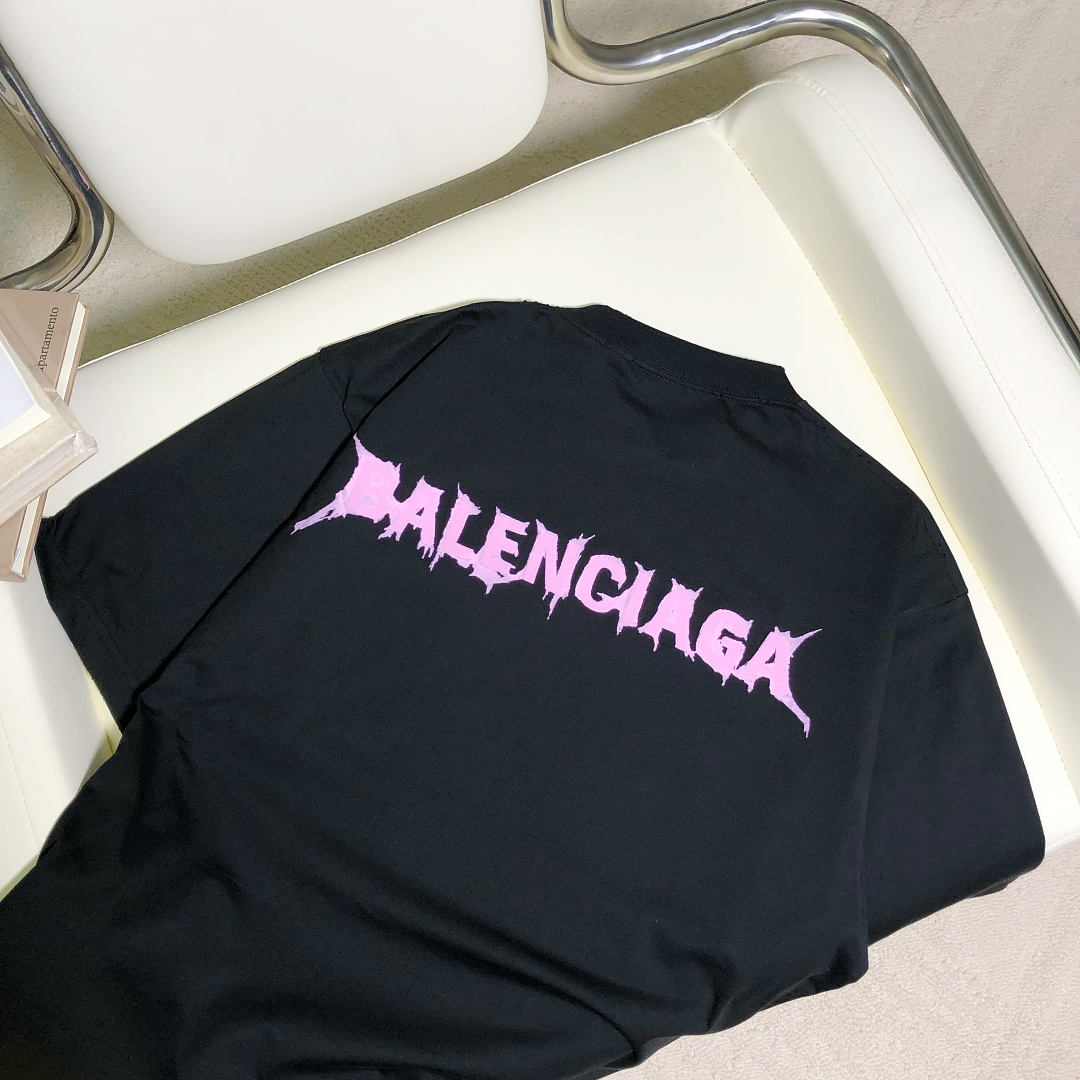 Balenciaga Pink Embroidered Print T - Image 8