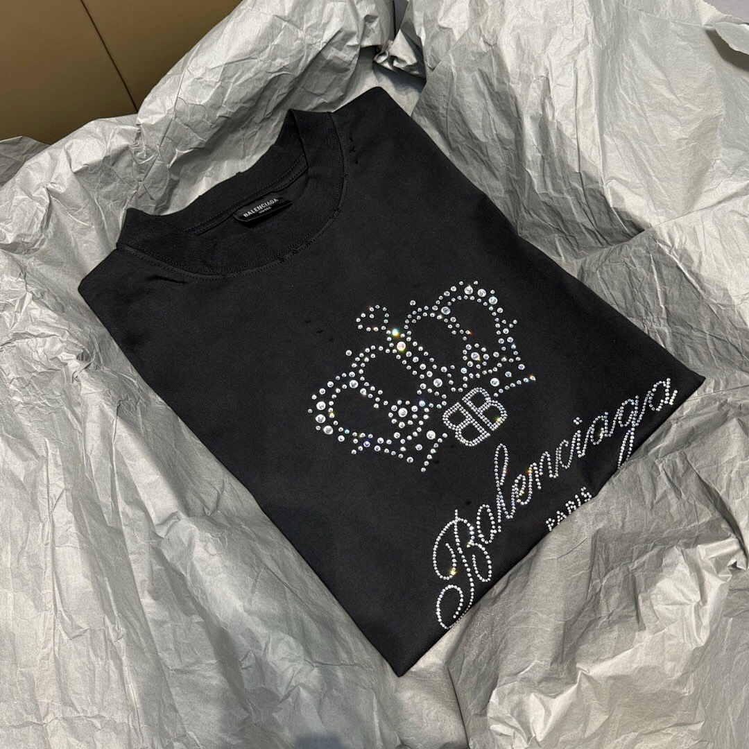 Balenciaga Diamond Short Sleeve (Black) - Image 9