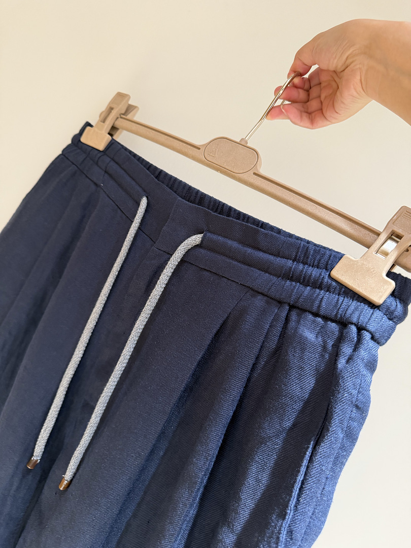 Unbranded Dark Blue Wide Linen Short - Image 7