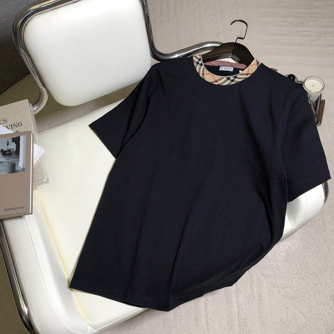Burberry BR Plaid Collar T (Black) - Image 4