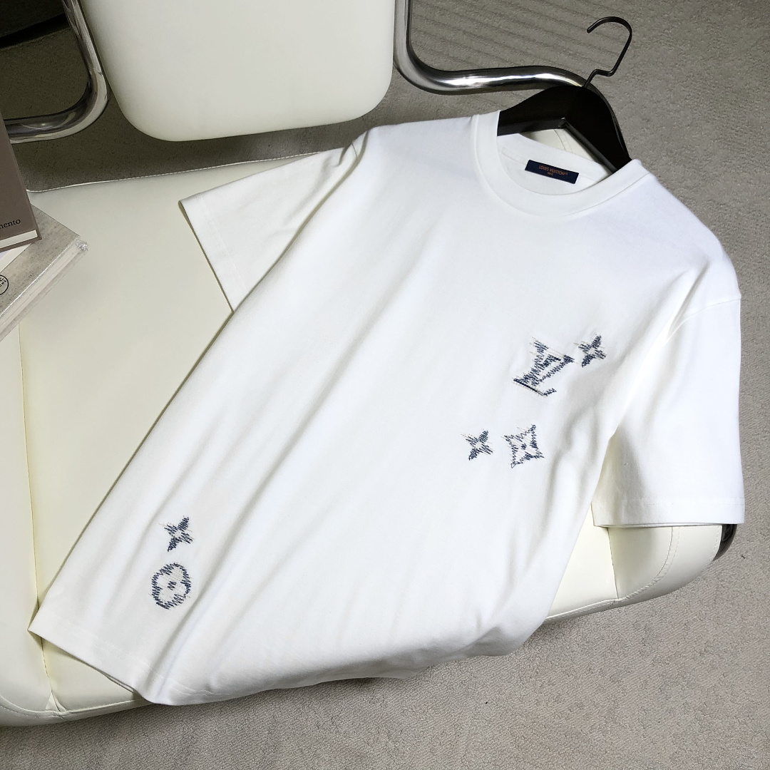 Unbranded Triple Floral Stitching Embroidered T (White) - Image 3