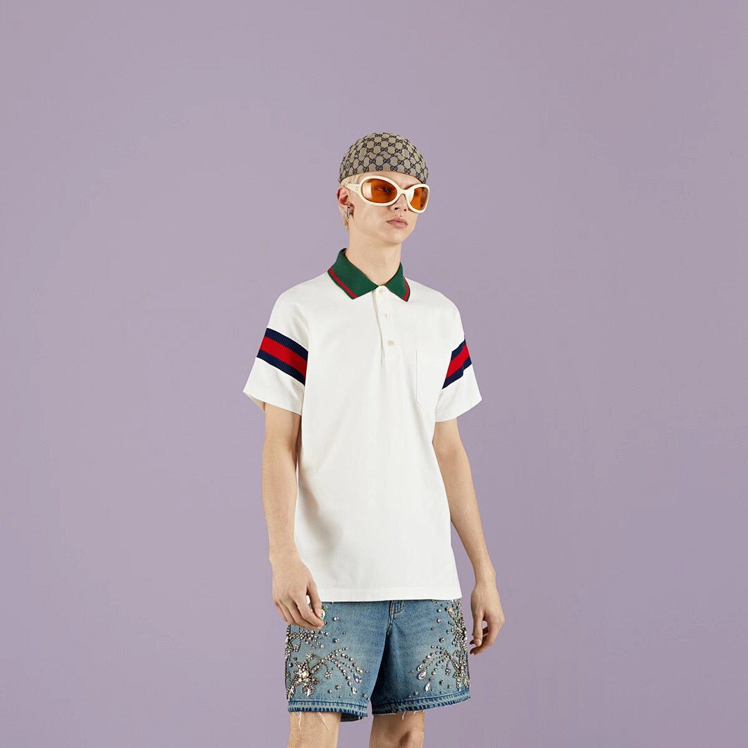 Ralph Lauren Red Blue Strap Sleeve Polo - Image 12