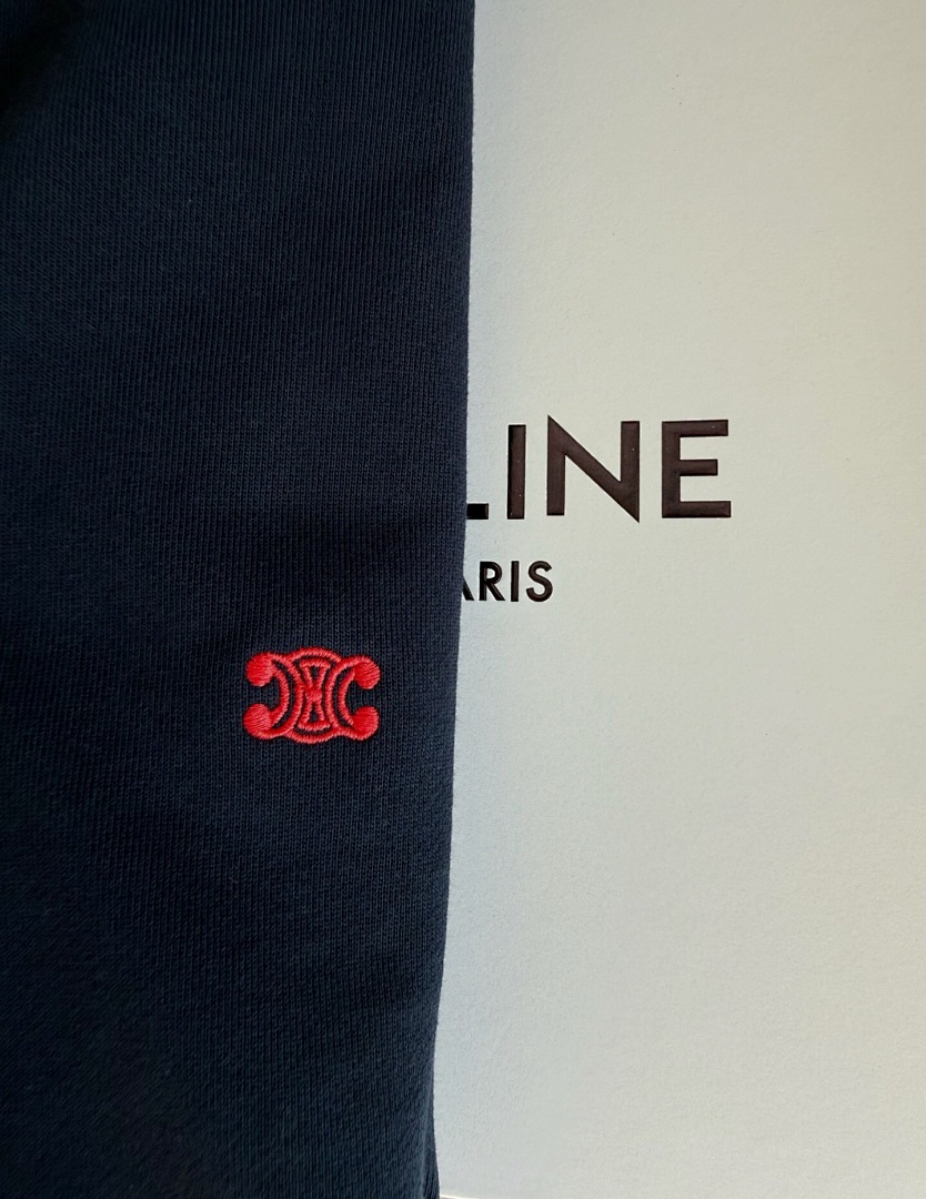 Celine Dark Blue Embroidered Label Collar - Image 13
