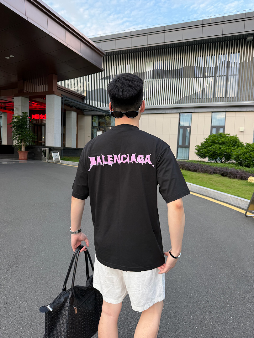 Balenciaga Pink Embroidered Print T - Image 15