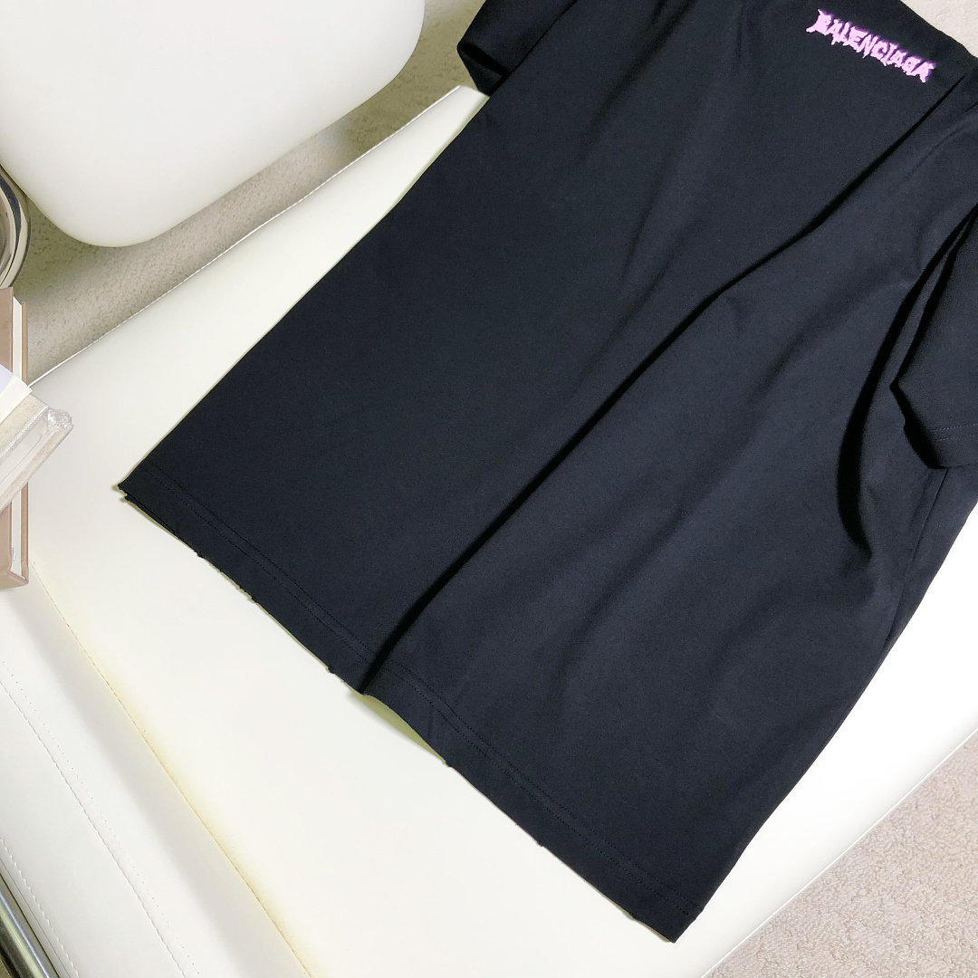 Balenciaga Pink Embroidered Print T - Image 13