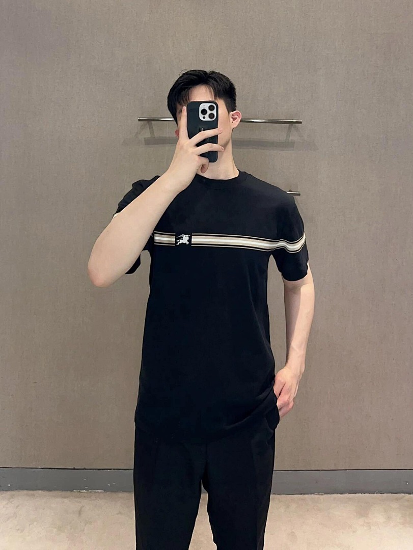 Burberry BR Striped Embroidered Short Sleeve (Black) - Image 20