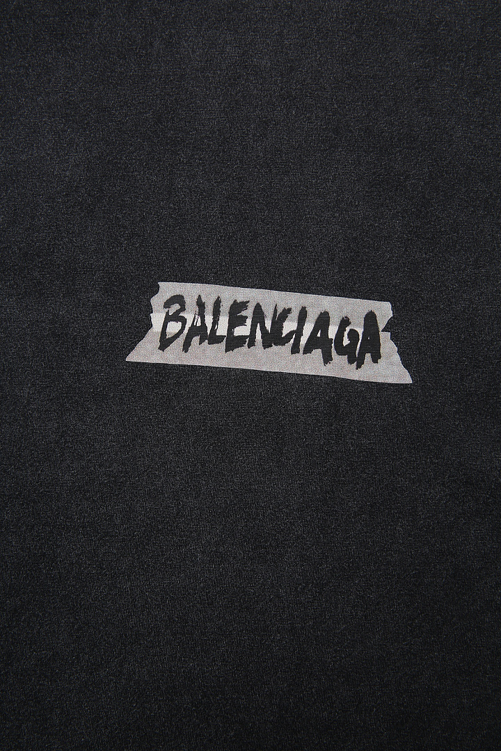 Balenciaga New Gum Strap Print Short Sleeve (Washed Black) - Image 16
