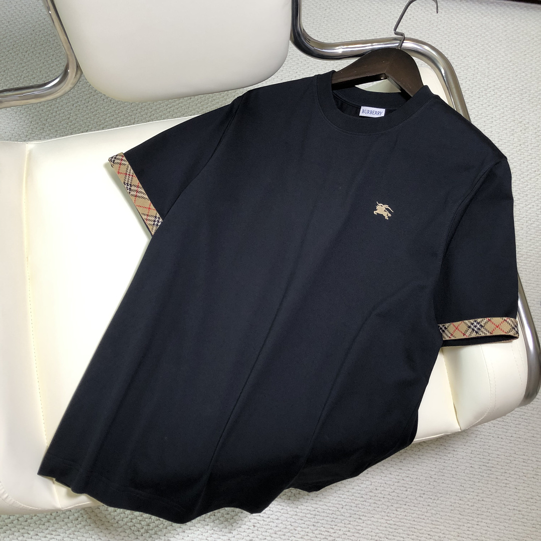 Burberry Plaid Embroidered T (Black) - Image 12