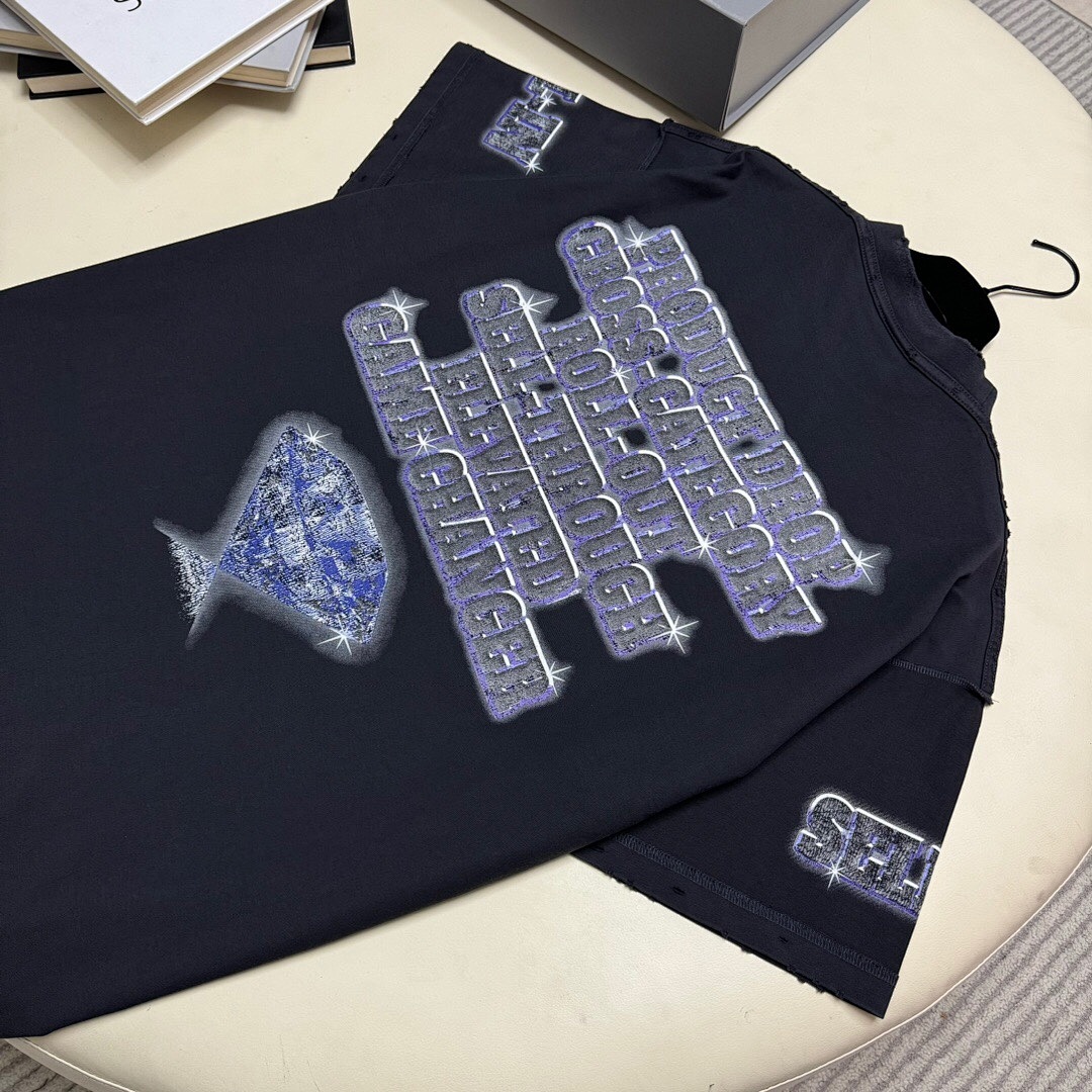 Balenciaga Diamond Print Short Sleeve (Dark Grey) - Image 7