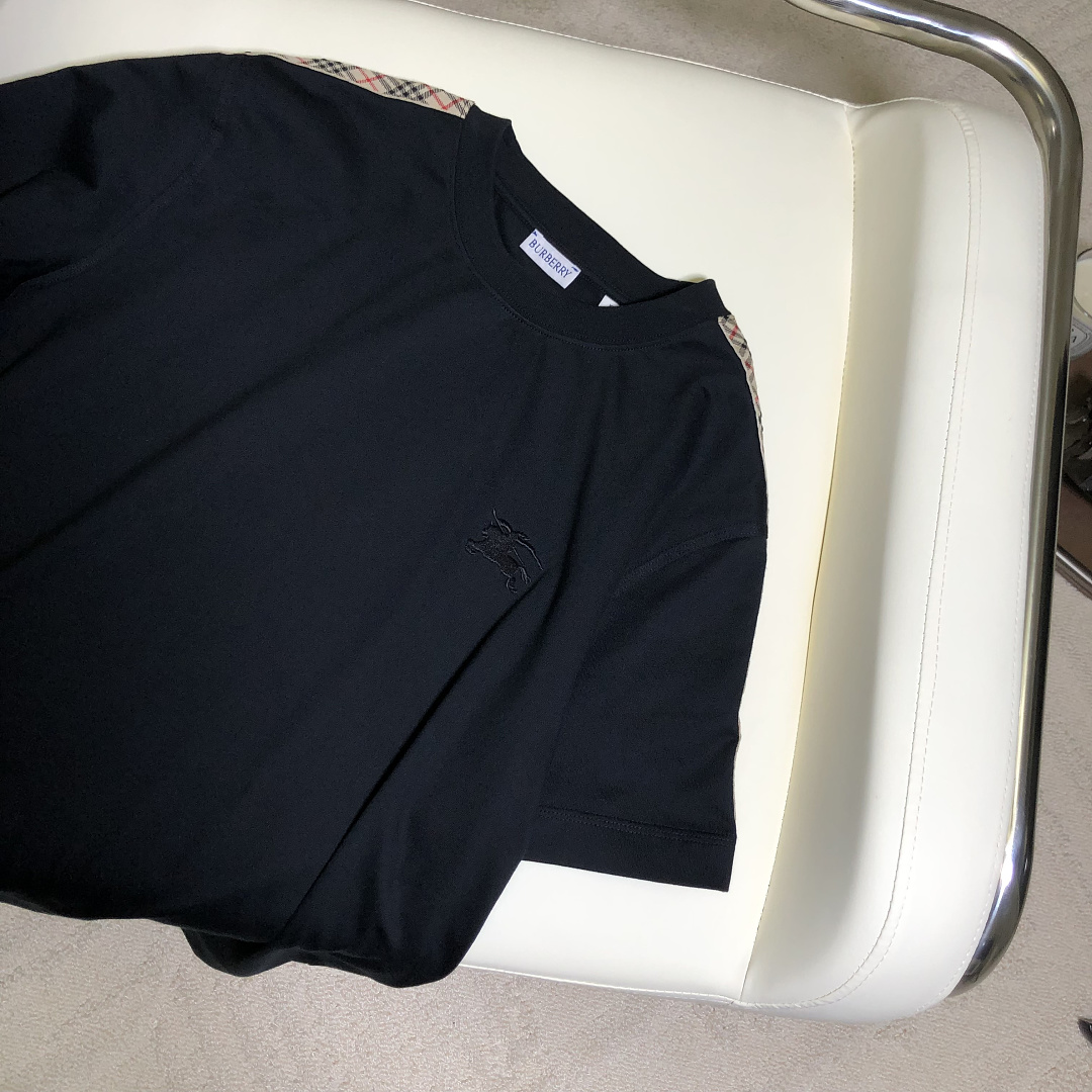 Burberry Embroidered Plaid T (Black) - Image 7
