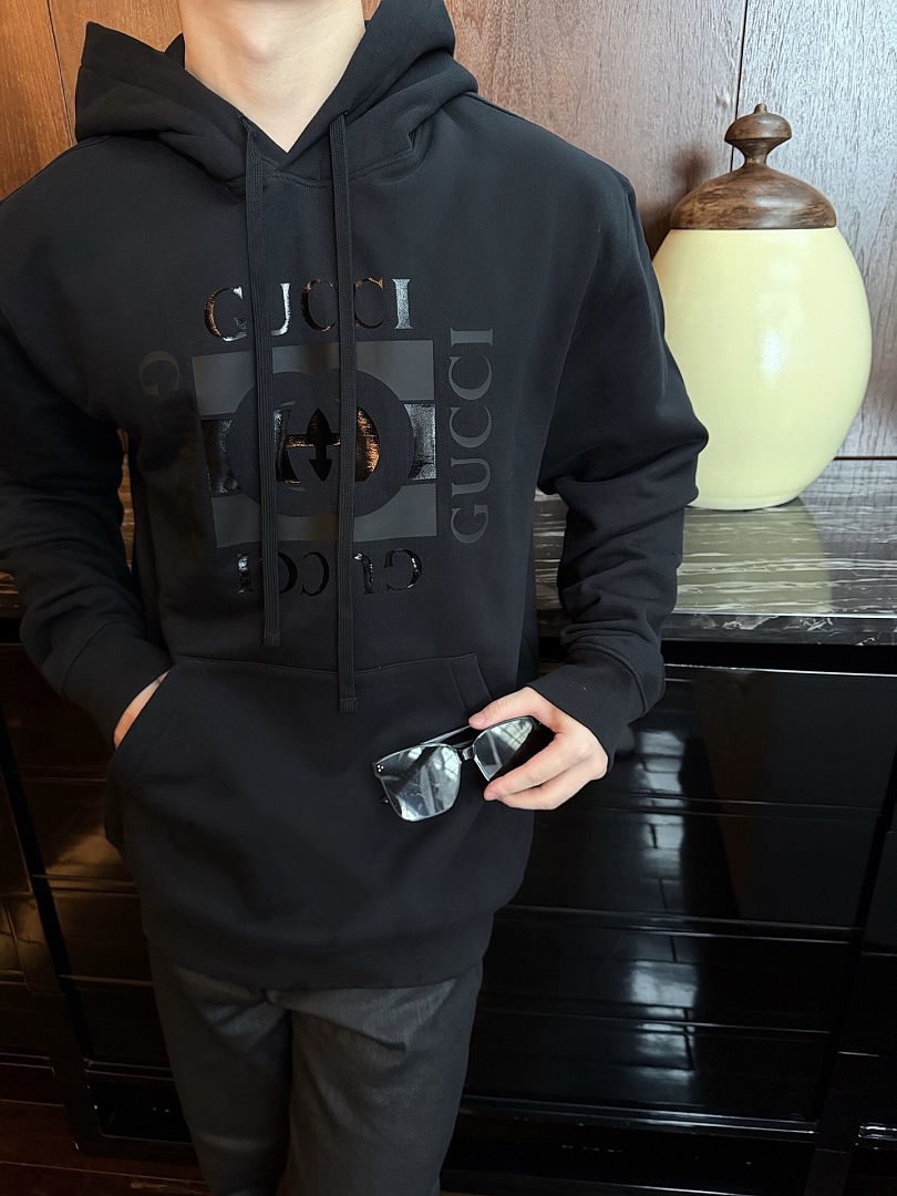 Gucci Black Double G Large Print Hoodie - Image 18