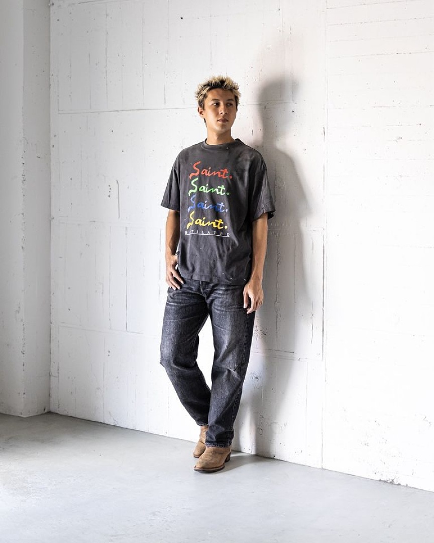 Unbranded Logo Washed Black Tee - Image 14