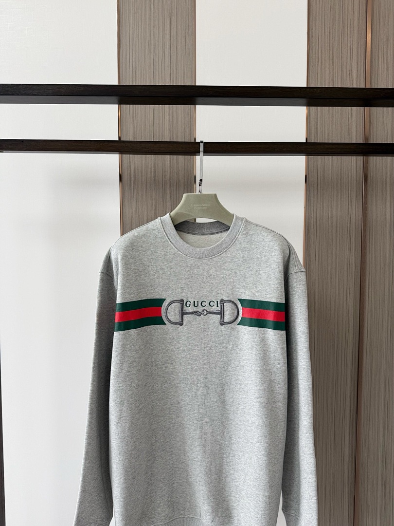 Gucci Grey Print Embroidered Logo Collar - Image 4