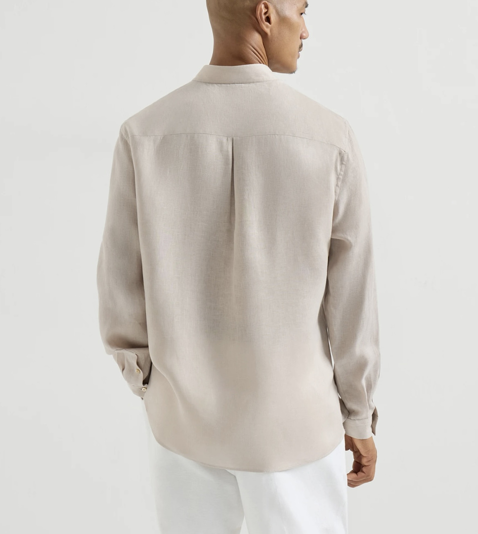Unbranded Stand Collar Linen (Beige) - Image 13