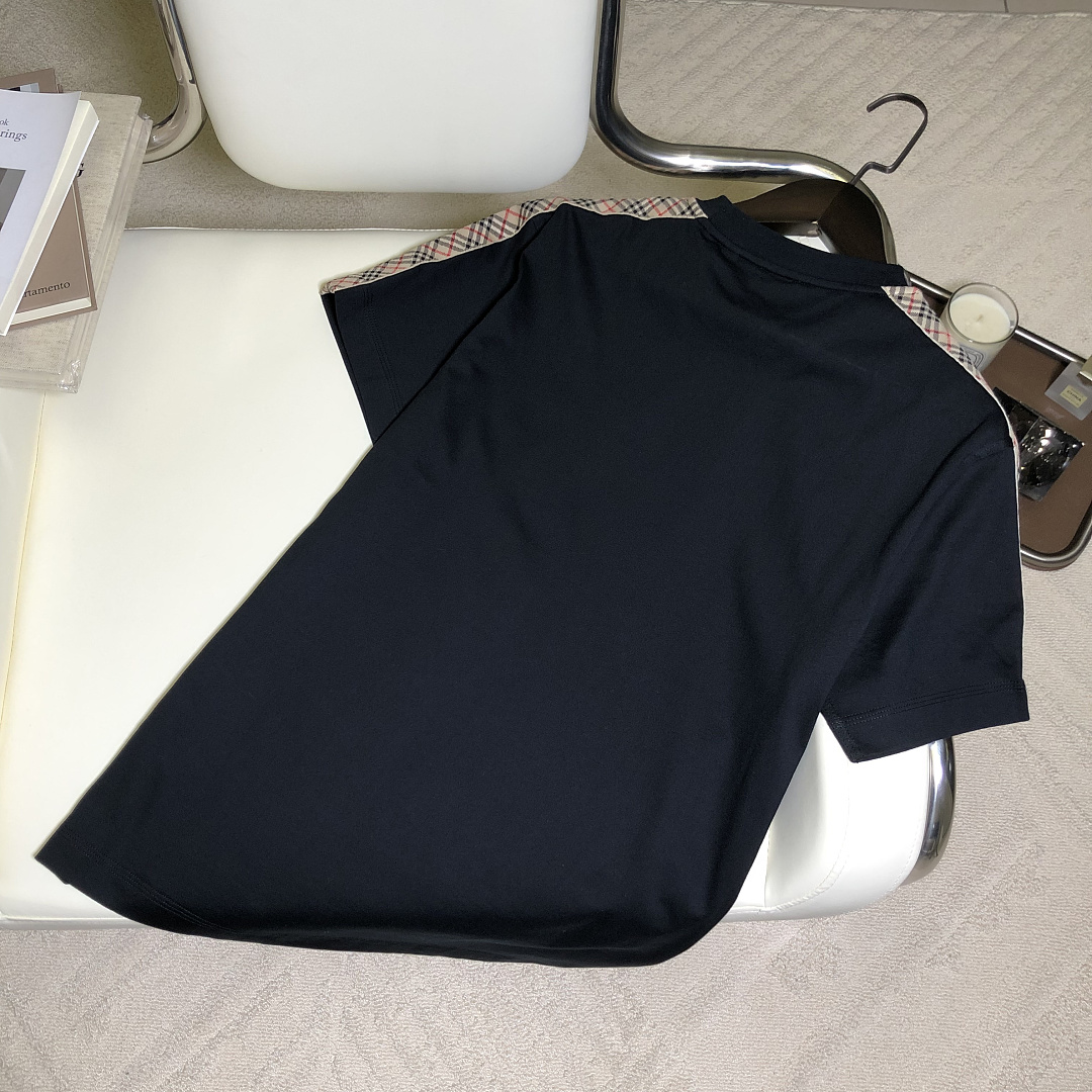 Burberry Embroidered Plaid T (Black) - Image 5