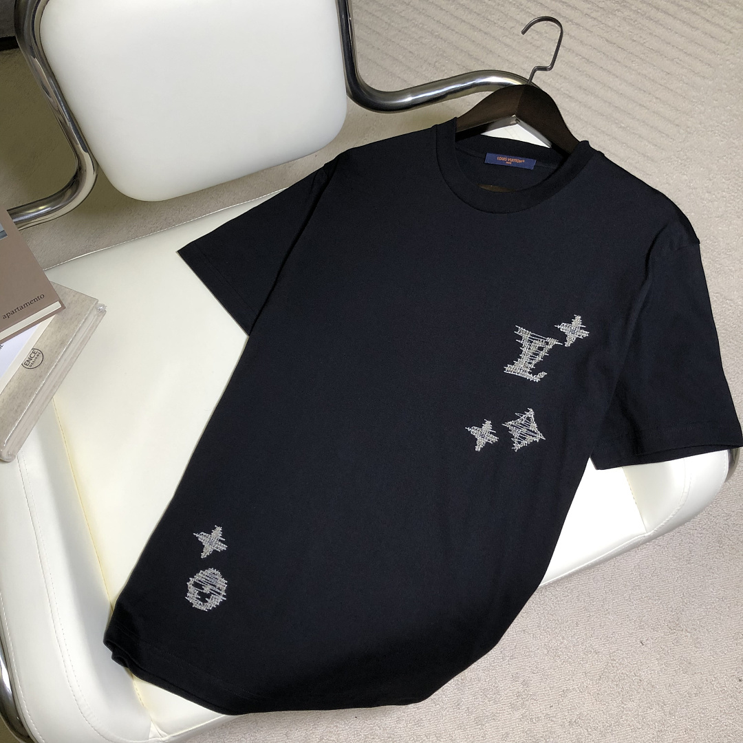 Unbranded Triple Floral Stitching Embroidered T (Black) - Image 5