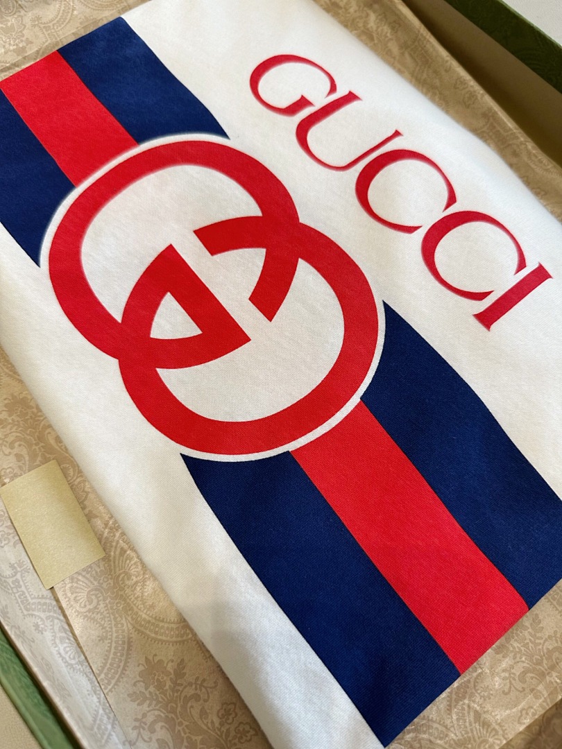 Gucci Red Blue Double G Short Sleeve - Image 10