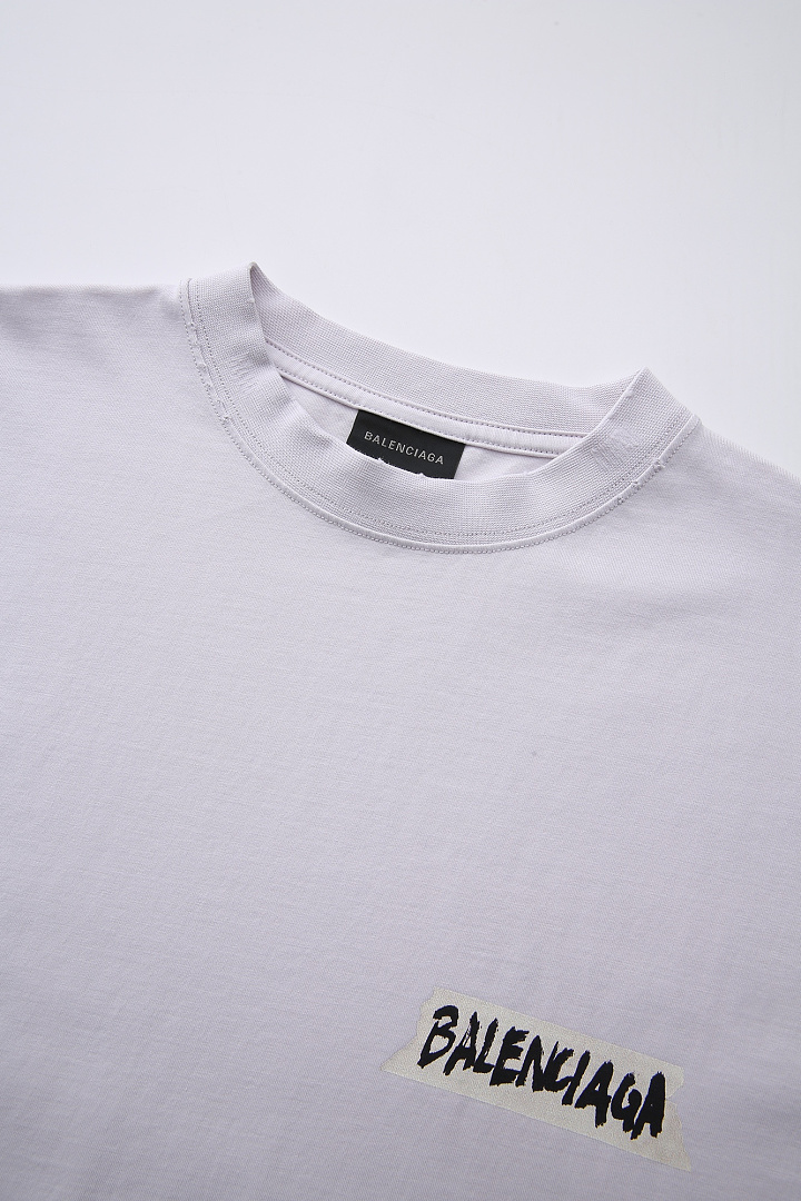 Balenciaga New Gum Strap Print Short Sleeve (Grey White) - Image 16