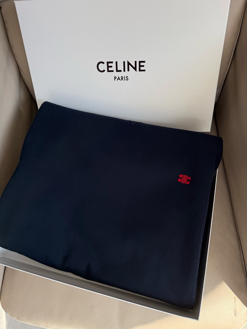 Celine Dark Blue Embroidered Label Collar - Image 11